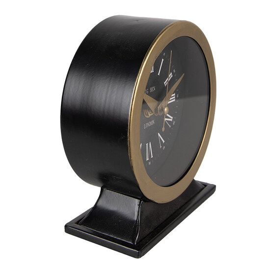 Clayre & Eef | Tafelklok Zwart 12x6x14 cm / 1xAA | 6KL0785