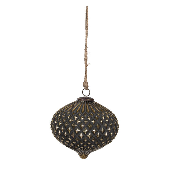 Clayre & Eef | Kerstbal Zwart ø 18x21 cm | 6GL4319