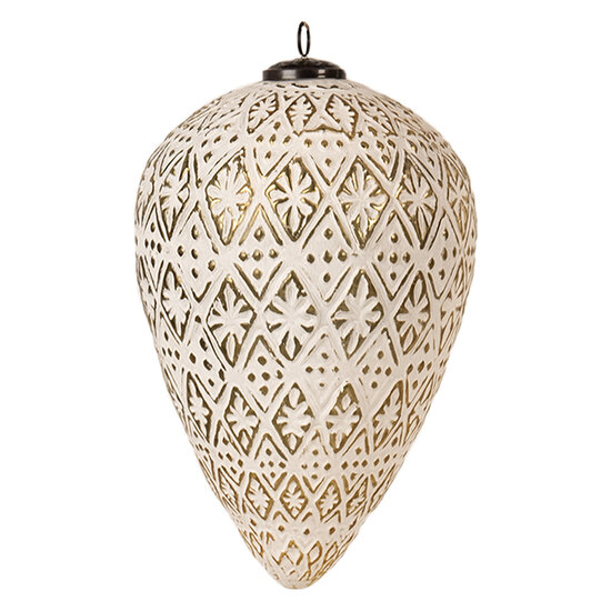 Clayre & Eef | Kerstbal Wit ø 17x26 cm | 6GL4362L