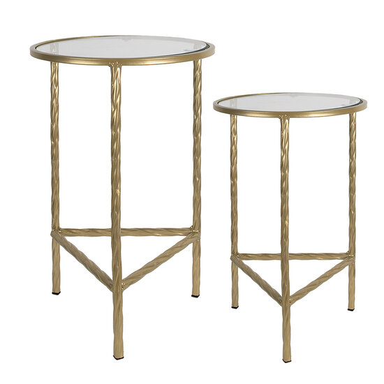 Clayre & Eef | Bijzettafel Set van 2 Goudkleurig ø 35x55 / ø 30x45 cm | 6Y5244