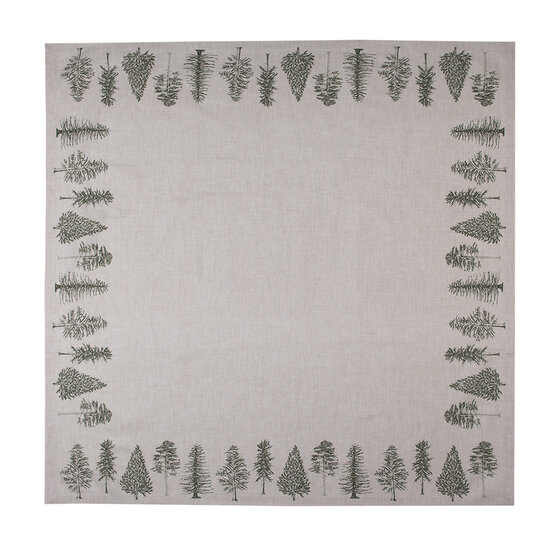 Clayre & Eef | Vierkant Tafelkleed Kerst Beige Groen 150x150 cm | NPT15