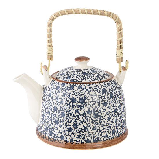 Clayre & Eef | Theepot met Filter Blauw 18x14x12 cm / 700 ml | 6CETE0005