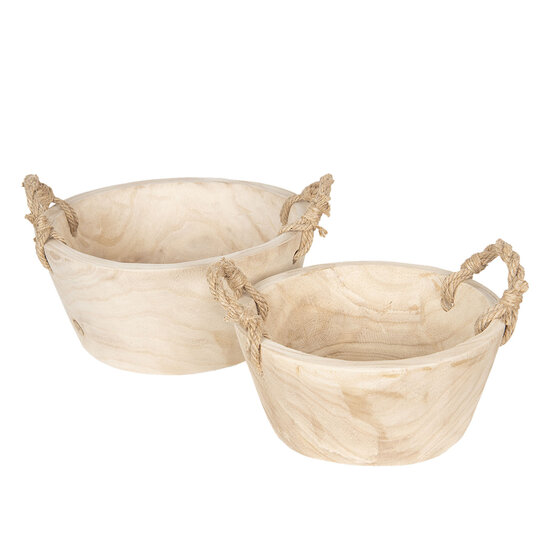 Clayre & Eef | Opbergmanden set van 2 Beige ø 36x16 cm / ø 29x13 cm | 6H1757