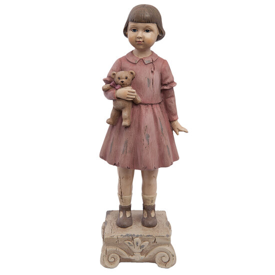 Clayre & Eef | Decoratie Beeld Meisje Roze 9x7x24 cm | 6PR1162