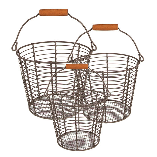 Clayre & Eef | Bruin ø 21x16 / ø 18x14 / ø 15x13 cm | 6Y5258