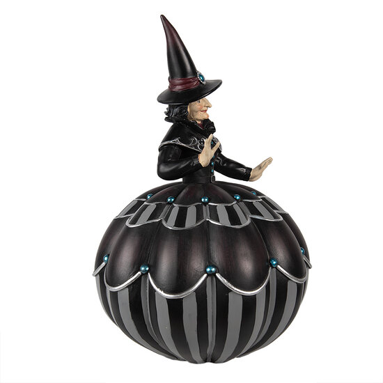 Clayre & Eef | Decoratie heks op pompoen Zwart, Grijs ø 27x39 cm | 6PR3907
