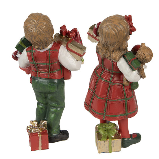 Clayre & Eef | Decoratie Kinderen Rood, Groen 7x6x13 / 7x5x13 cm (2) | 6PR3920