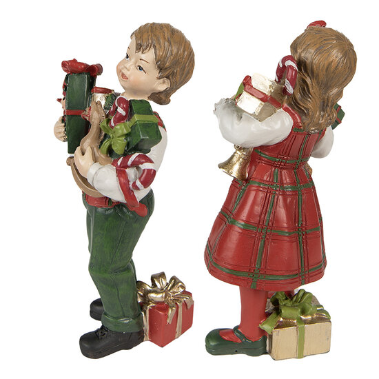 Clayre & Eef | Decoratie Kinderen Rood, Groen 7x6x13 / 7x5x13 cm (2) | 6PR3920