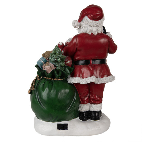 Clayre & Eef | Kerstdecoratie Kerstman met sneeuwbol LED Rood, Wit, Groen 26x16x36 cm | 6PR3925