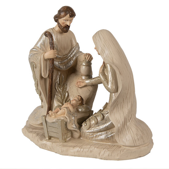 Clayre & Eef | Kerstdecoratie Beeld Kerstgroep Beige 27x13x23 cm | 6PR3930