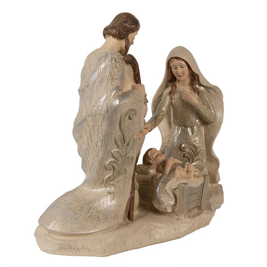 Clayre & Eef | Kerstdecoratie Beeld Kerstgroep Beige 27x13x23 cm | 6PR3930