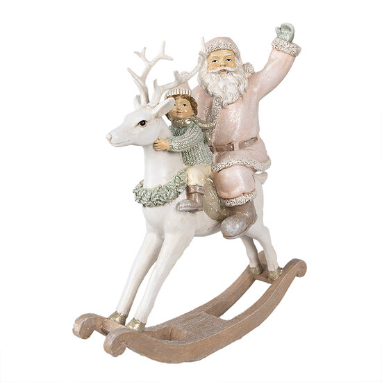 Clayre & Eef | Kerstdecoratie Kerstman Roze 21x8x23 cm | 6PR3939