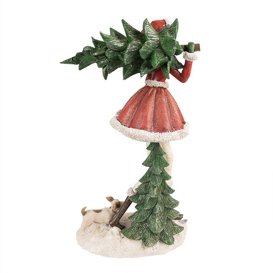 Clayre & Eef | Decoratie Beeld Meisje Rood Groen 25x17x43 cm | 6PR3942