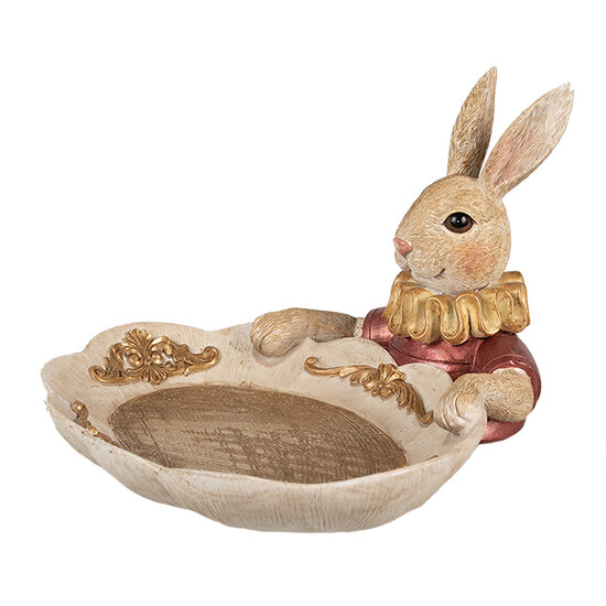 Clayre & Eef | Decoratie konijn met schaal Goudkleurig Beige 22x21x15 cm | 6PR4923