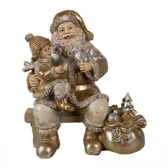 Clayre & Eef | Kerstdecoratie Kerstman Goudkleurig 15x11x17 cm | 6PR3937