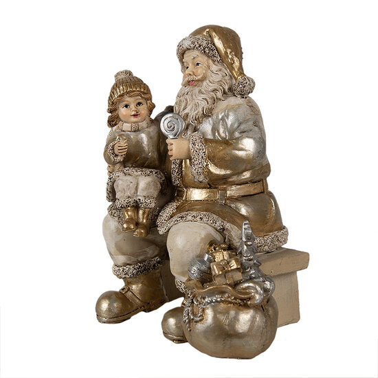 Clayre & Eef | Kerstdecoratie Kerstman Goudkleurig 15x11x17 cm | 6PR3937