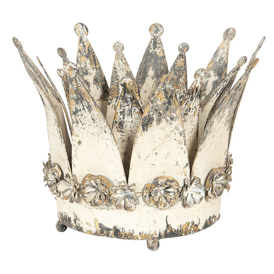Clayre & Eef | Decoratie kroon / Waxinelichthouder Set van 2 Wit ø 33x24 / ø 27x20 cm | 6Y2955