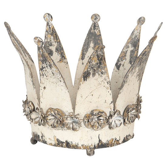 Clayre & Eef | Decoratie kroon / Waxinelichthouder Set van 2 Wit ø 33x24 / ø 27x20 cm | 6Y2955
