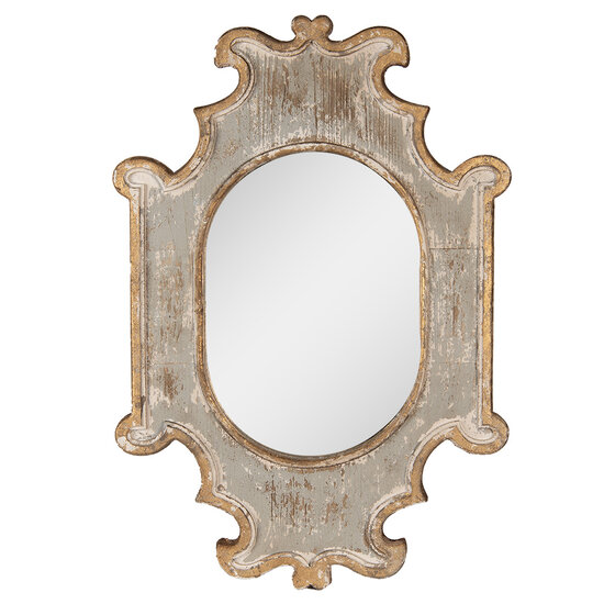 Clayre & Eef | Wandspiegel Beige Grijs Goudkleurig 51x3x75 cm | 52S292