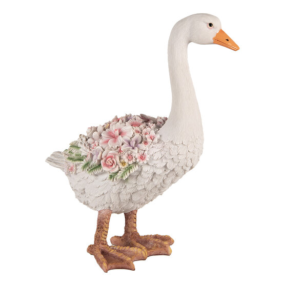Clayre & Eef | Decoratie Beeld Gans Wit Roze 37x22x45 cm | 6PR4896