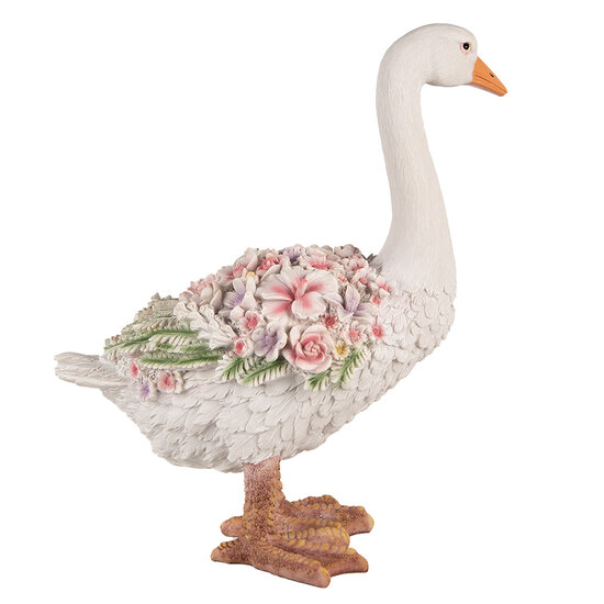 Clayre & Eef | Decoratie Beeld Gans Wit Roze 37x22x45 cm | 6PR4896
