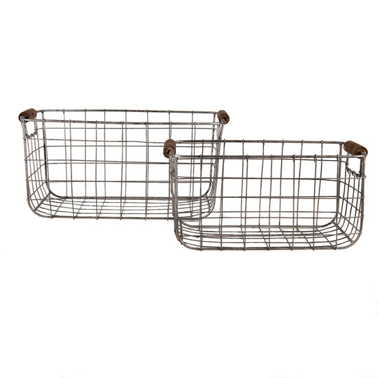 Clayre & Eef | Manden (2) Grijs Bruin 37x23x18 / 31x20x16 cm | 6Y5400