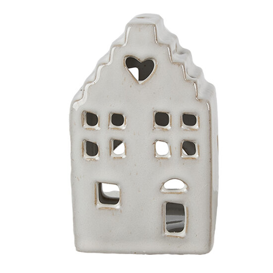 Clayre &amp; Eef   | Theelichthouder Kerst Huisje Beige 7x6x11 cm | 6CE1588S
