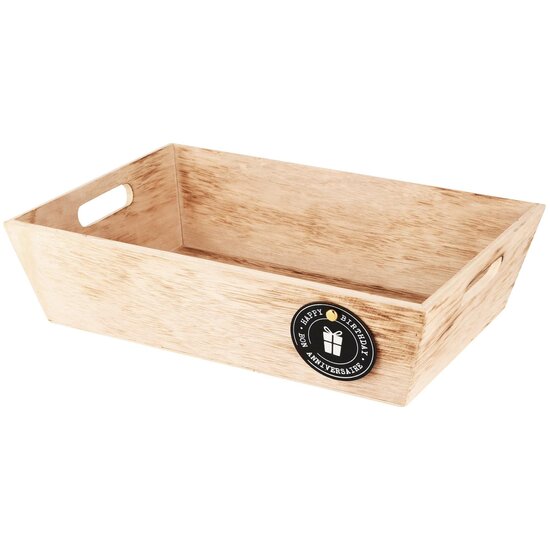 Dekoratief | Bakje m/label divers, hout, 32x22x8cm | A225132
