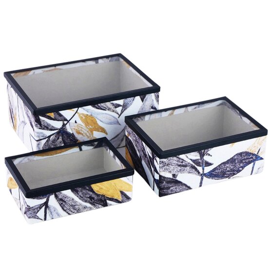 Dekoratief | Set 3 dozen RH, 'Exotic Flowers', 20x15x9cm | A234020
