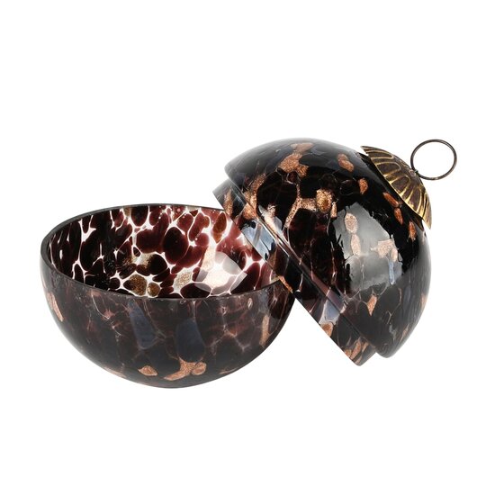 Dekoratief | Kerstbal pot m/deksel 'Blurred Brown', glas, 10x10x11cm | A238006