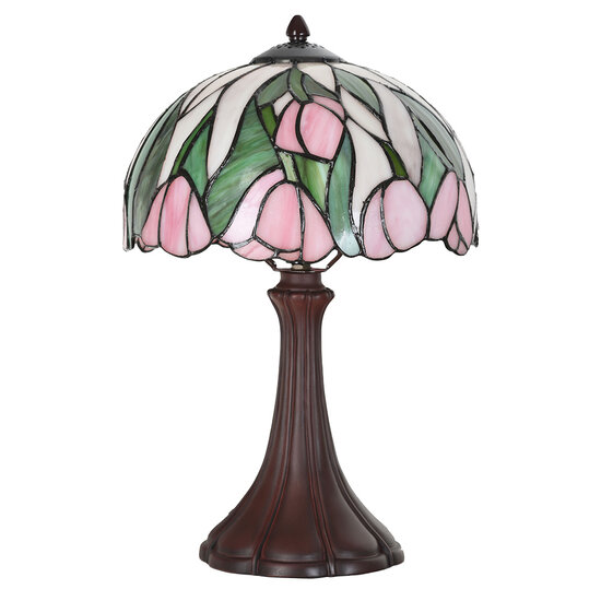 Clayre & Eef | Tiffany Tafellamp Roze ø 27x40 cm E14/max 1x40W | 5LL-6307