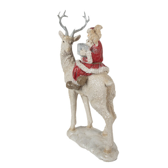 Clayre &amp; Eef   | Kerstdecoratie Kerstman Rood Wit 20x9x31 cm | 6PR3955