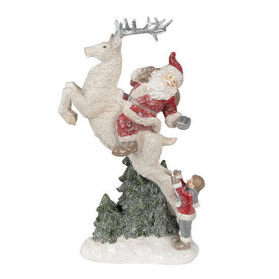 Clayre & Eef | Kerstdecoratie Kerstman Rood Wit 19x10x33 cm | 6PR3956