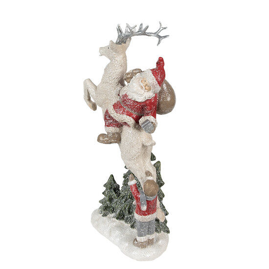 Clayre & Eef | Kerstdecoratie Kerstman Rood Wit 19x10x33 cm | 6PR3956