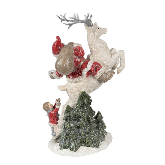 Clayre & Eef | Kerstdecoratie Kerstman Rood Wit 19x10x33 cm | 6PR3956
