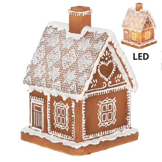 Clayre &amp; Eef   | Decoratie Huis met LED Bruin 13x13x18 cm/ 3xAAA | 6PR3974