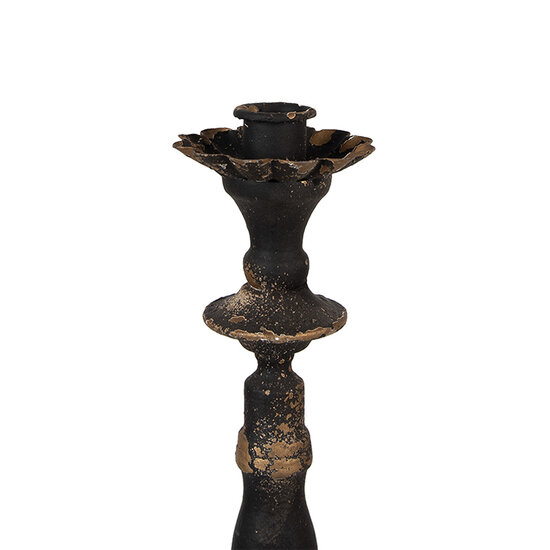 Clayre & Eef | Kandelaar Zwart Goudkleurig ø 11x30 cm | 6Y5454