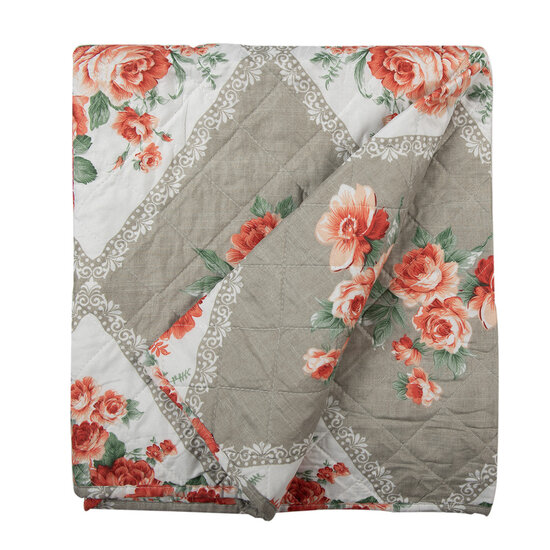 Clayre & Eef | Bedsprei Grijs Roze 240x260 cm | Q196.061