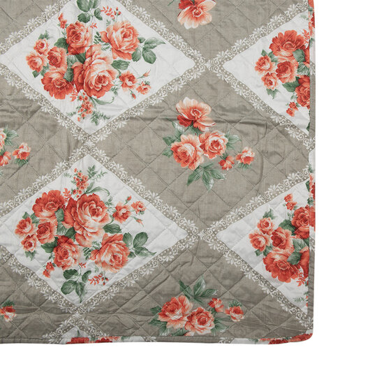 Clayre & Eef | Bedsprei Grijs Roze 240x260 cm | Q196.061