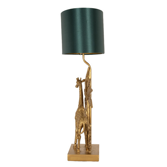Clayre & Eef | Tafellamp Giraf Goudkleurig Groen 33x20x67 cm E27/max 1x60W | 5LMC0023