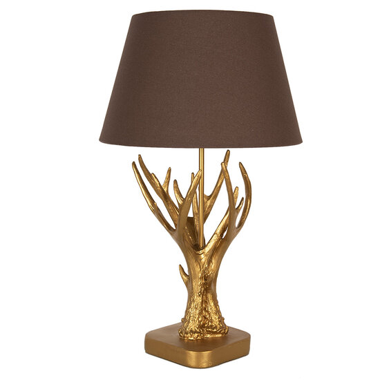 Clayre & Eef | Tafellamp Goudkleurig Bruin ø 35x59 cm E27/max 1x60W | 5LMC0024
