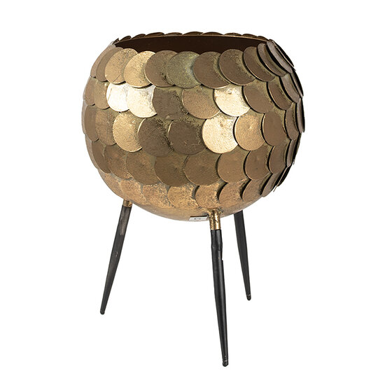 Clayre & Eef | Planthouder Goudkleurig Zwart ø 22x28 cm | 6Y5409