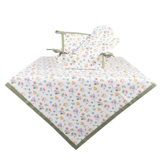 Clayre & Eef | Vierkant Tafelkleed Wit, Roze, Geel 100x100 cm | CFL01