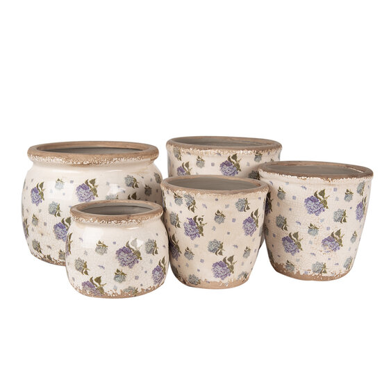 Clayre & Eef | Bloempot Binnen Beige Blauw ø 20x15 cm | 6CE1639L