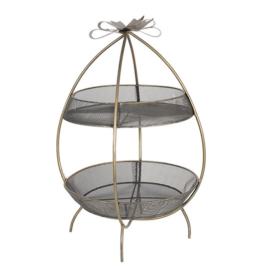 Clayre & Eef | Etagère 2 laags Goudkleurig ø 34x51 cm | 6Y5326