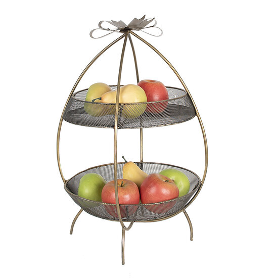Clayre & Eef | Etagère 2 laags Goudkleurig ø 34x51 cm | 6Y5326