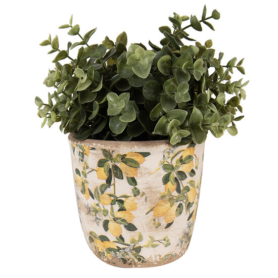Clayre & Eef | Bloempot Binnen Beige Geel ø 13x12 cm | 6CE1609S