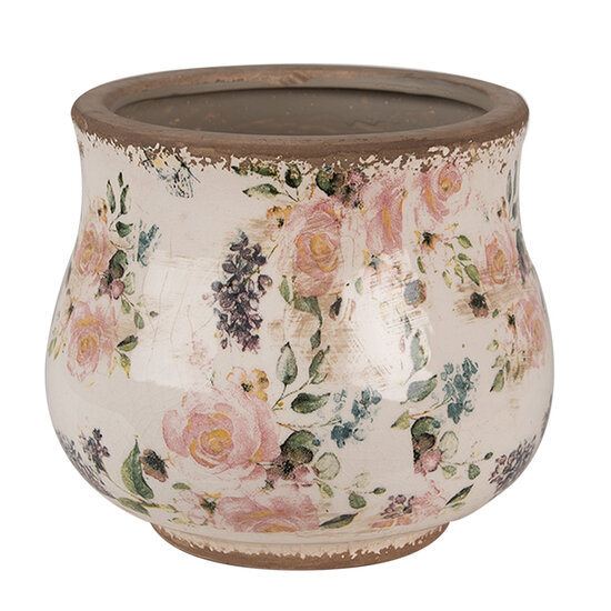 Clayre & Eef | Bloempot Binnen Beige Roze ø 16x14 cm | 6CE1612S