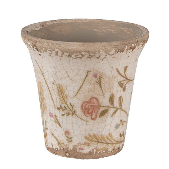 Clayre &amp; Eef   | Bloempot Binnen Beige Roze &oslash; 9x8 cm | 6CE1629S
