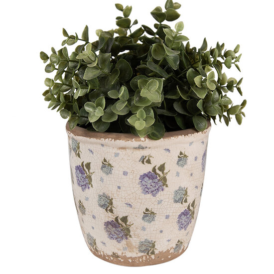 Clayre & Eef | Bloempot Binnen Beige Blauw ø 14x13 cm | 6CE1638M